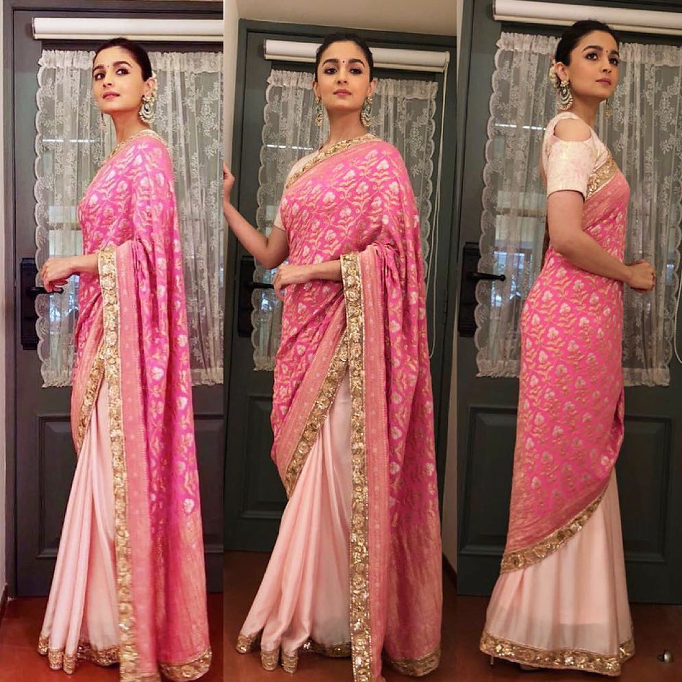 Alia Bhatt In Manish Malhotra Pink Saree With A Flattering Blouse -  TheDailyGuardian