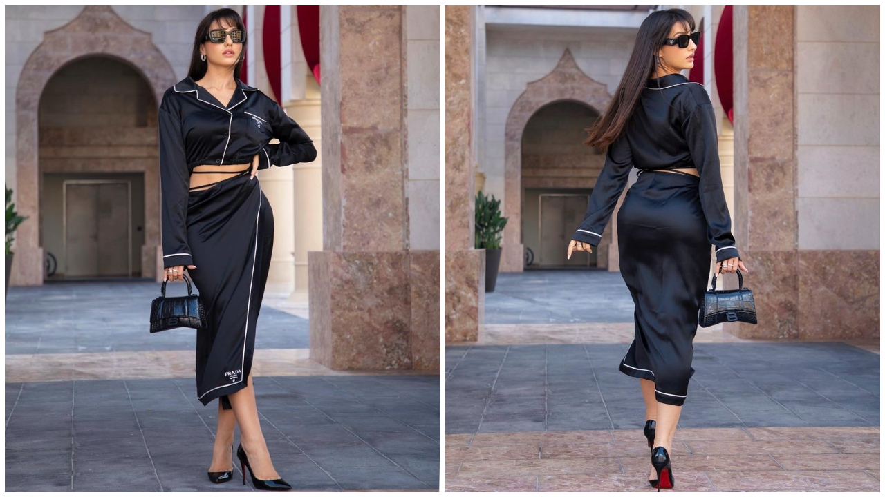 Nora Fatehi's Prada co-ord skirt set is the chic calling we need; Check out  the price of her Balenciaga bag | PINKVILLA