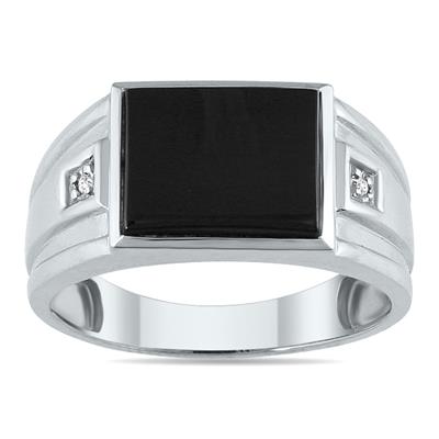 Szul Men’s Rectangle Onyx and Diamond Ring