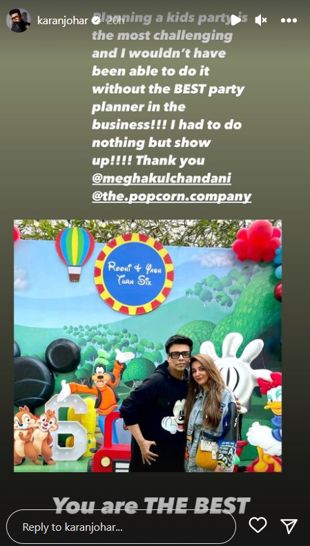 Karan Johar's Instagram story