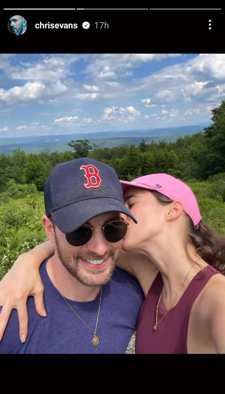 Chris Evans with girlfriend Alba Baptista (Images: Chris Evans Instagram)