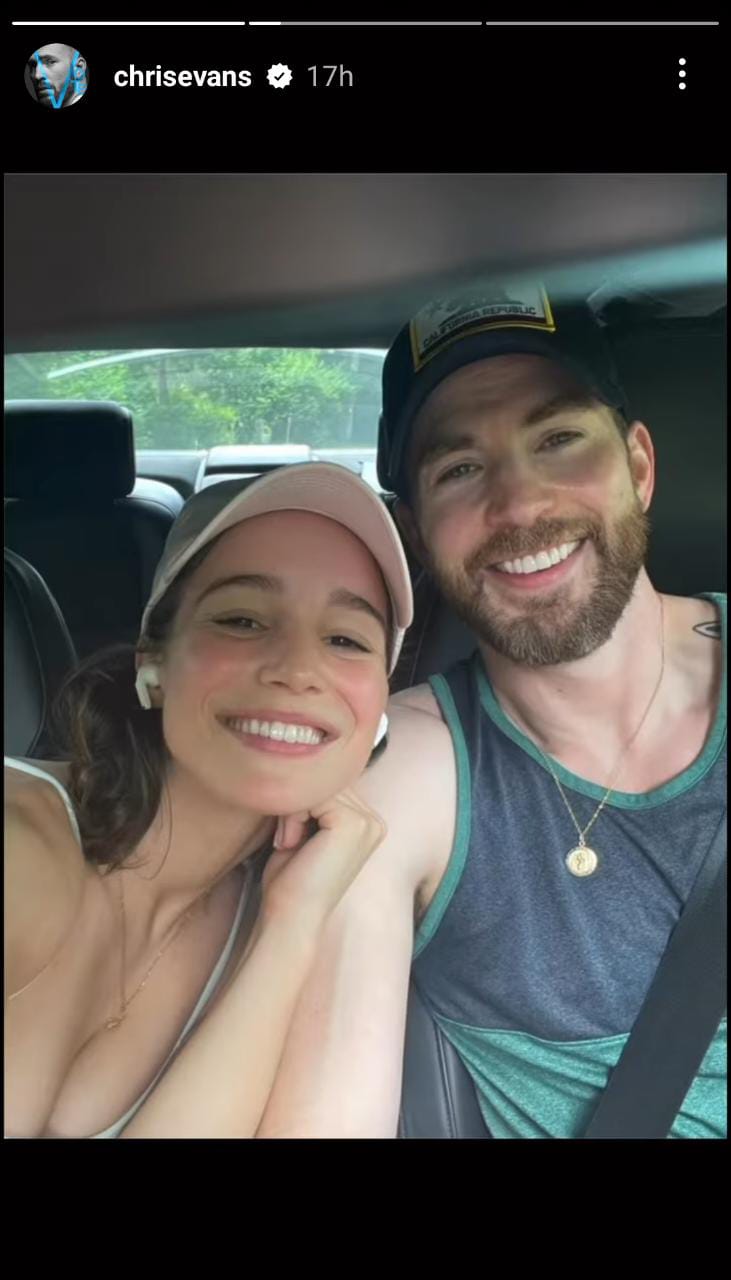 Chris Evans with girlfriend Alba Baptista (Images: Chris Evans Instagram)