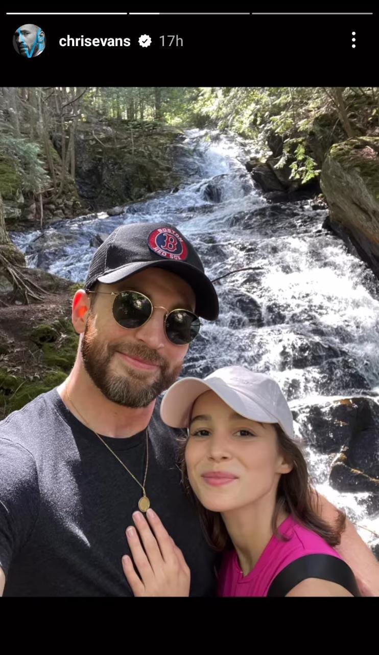 Chris Evans with girlfriend Alba Baptista (Images: Chris Evans Instagram)