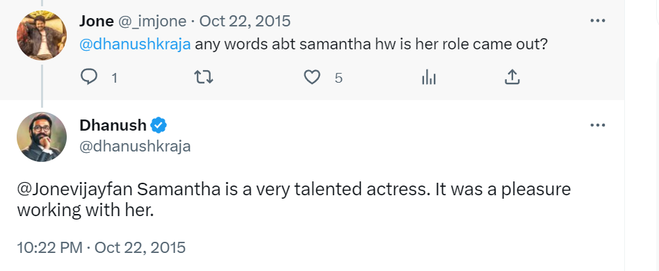 Dhansuh one word about Samantha