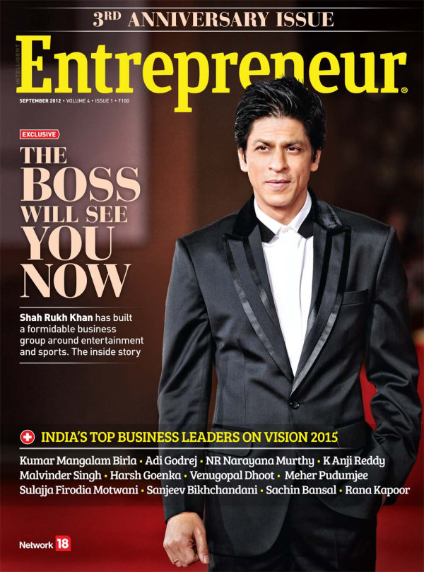 Shah Rukh Khan on the cover of Entrepreneur Magazine September 2012