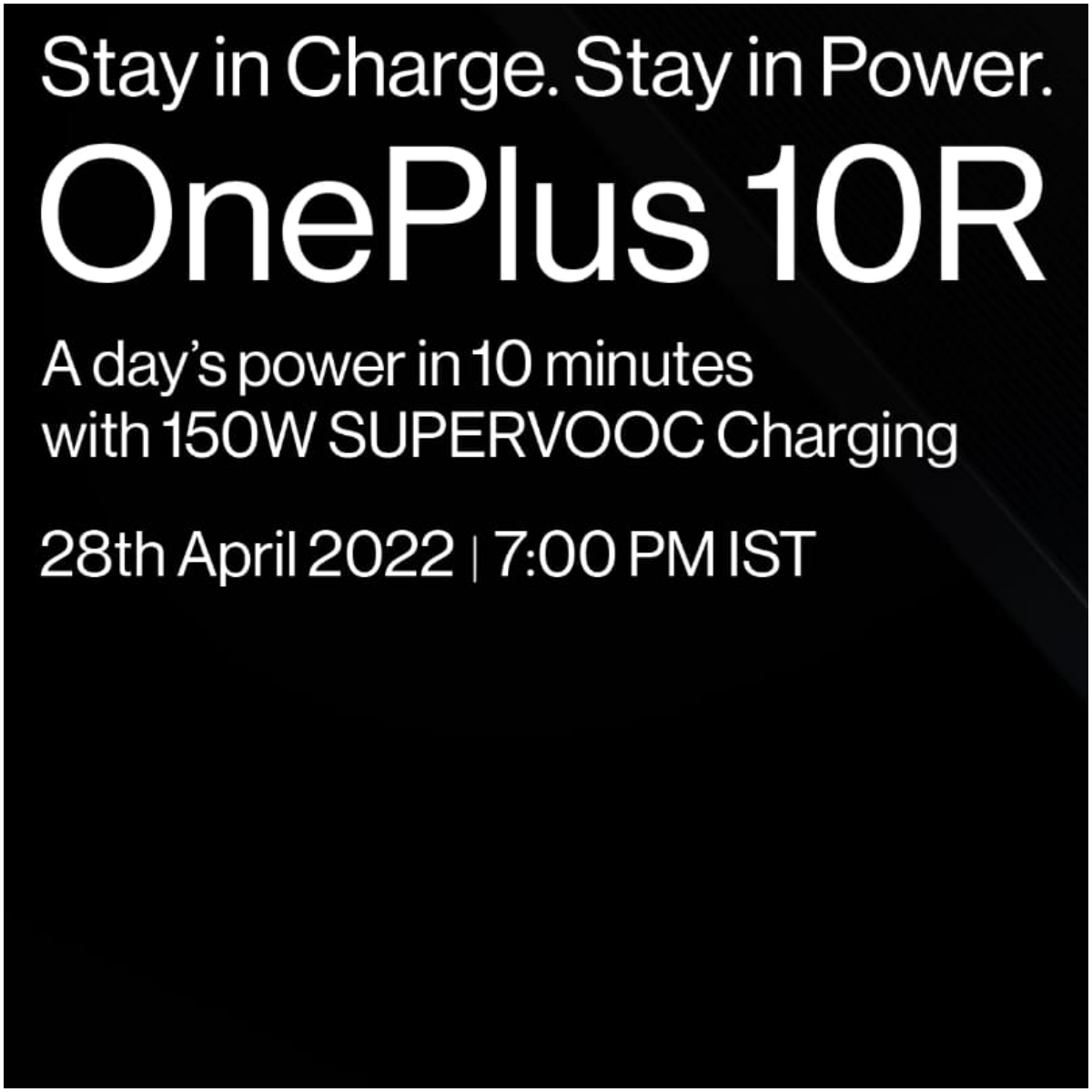 With the industry-leading 150W SUPERVOOC charging, OnePlus10R 5G is going to the next level