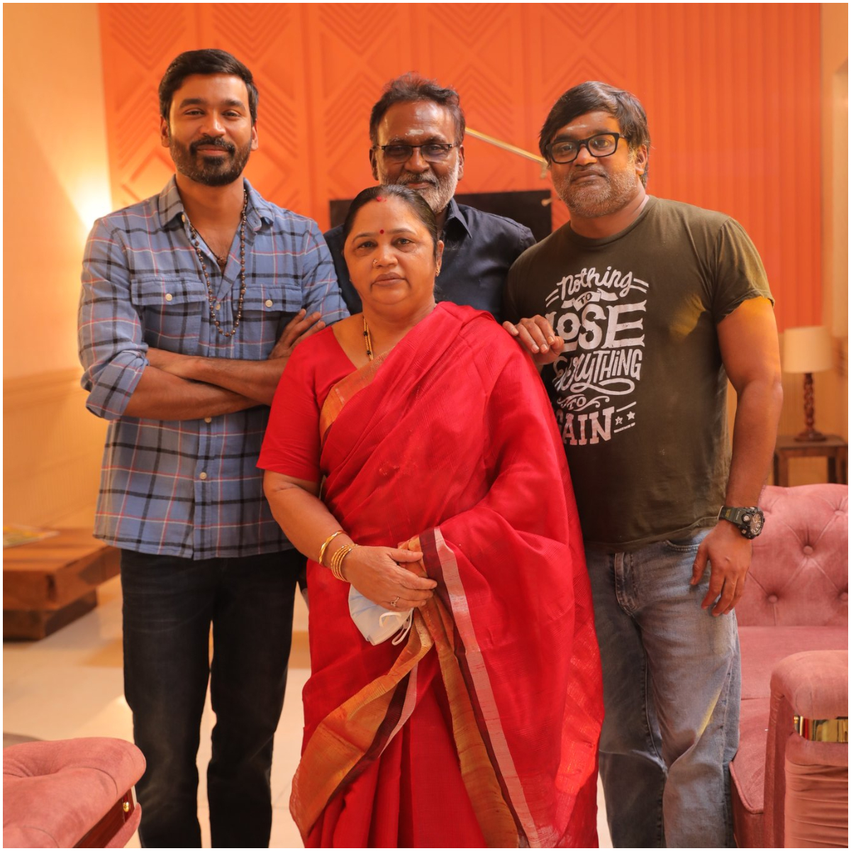Dhanush looks like a good boy as he poses for a family pic with ...