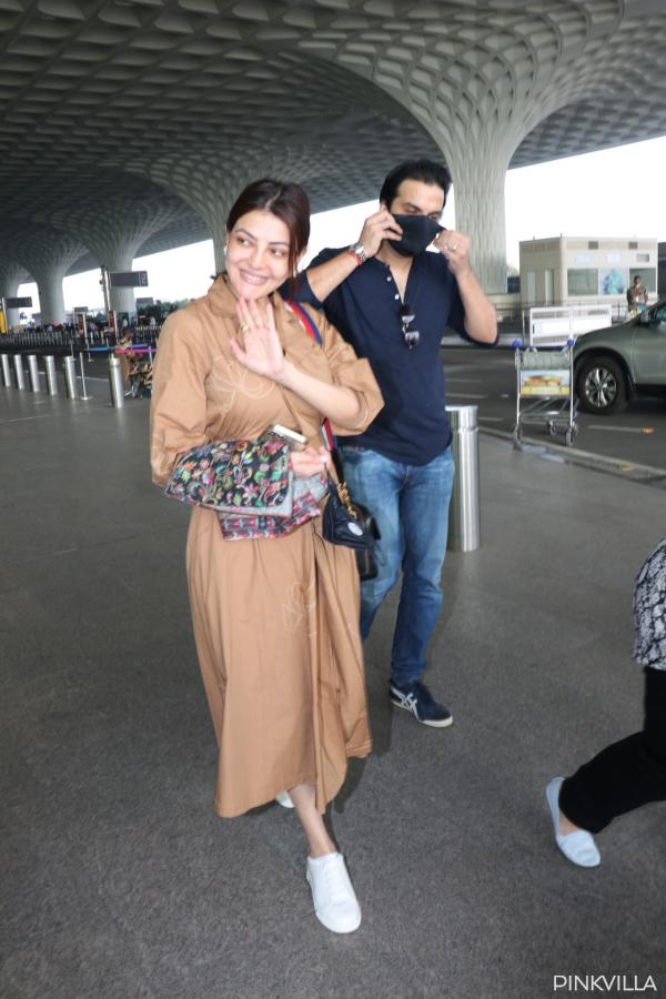 Kajal Agrawal Hot Xxxxx Full Hd - PICS: Kajal Aggarwal poses with her husband & parents at the Mumbai airport  ahead of New Year | PINKVILLA