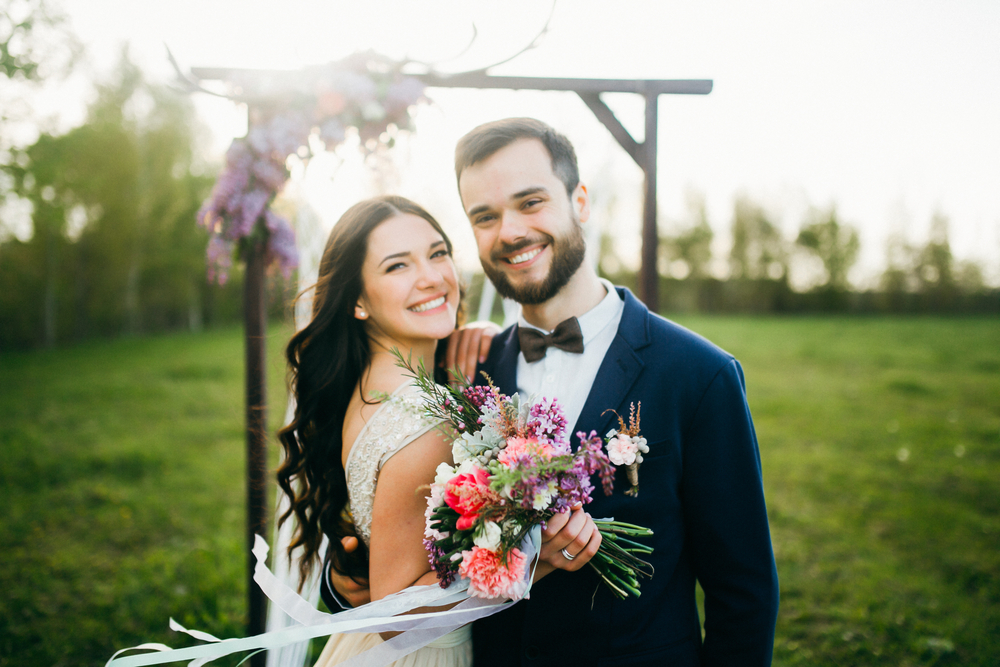 A couple on their wedding day