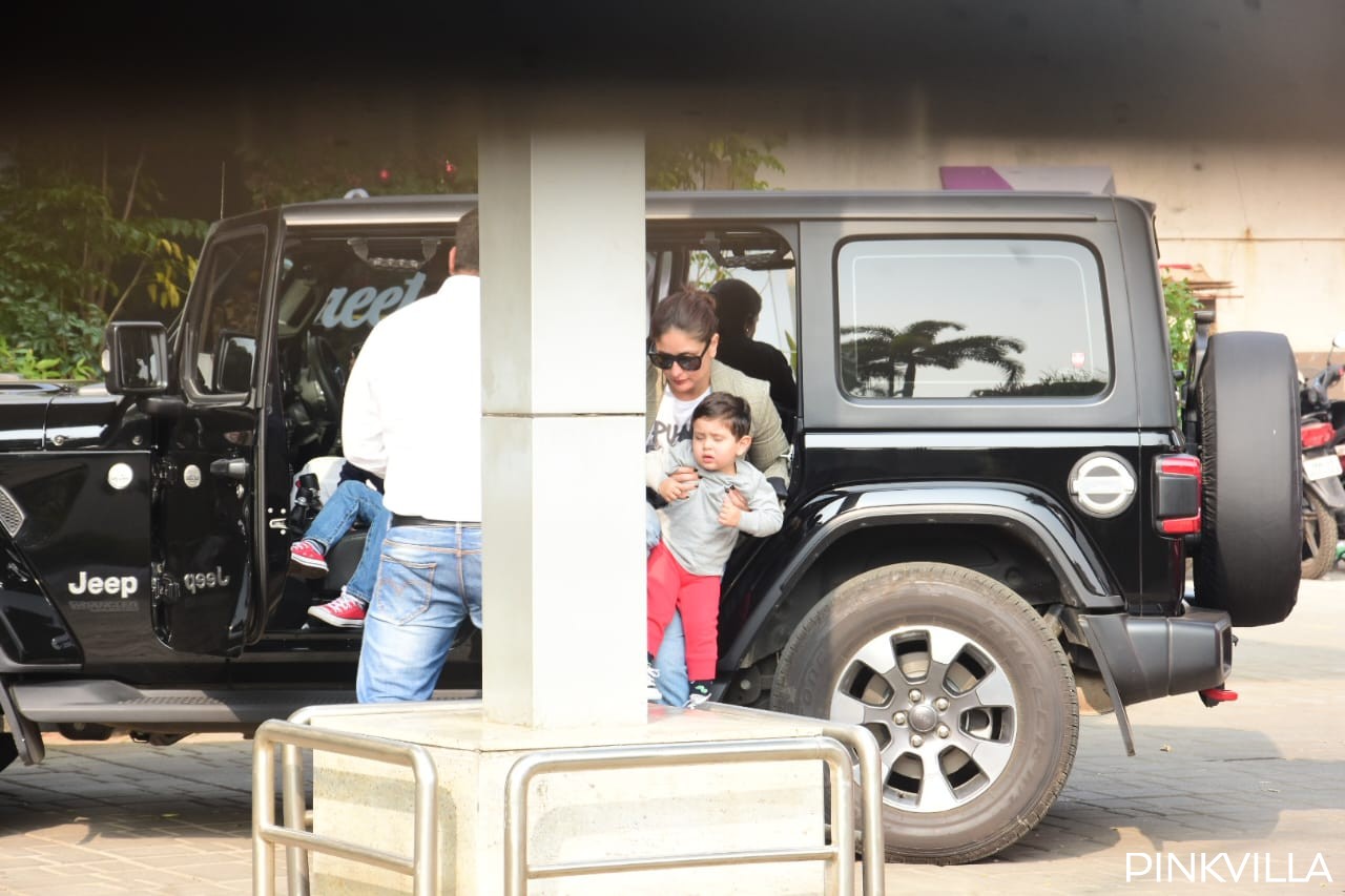 Taimur poses on jeep; Jeh photobombs Kareena, Saif Ali Khan