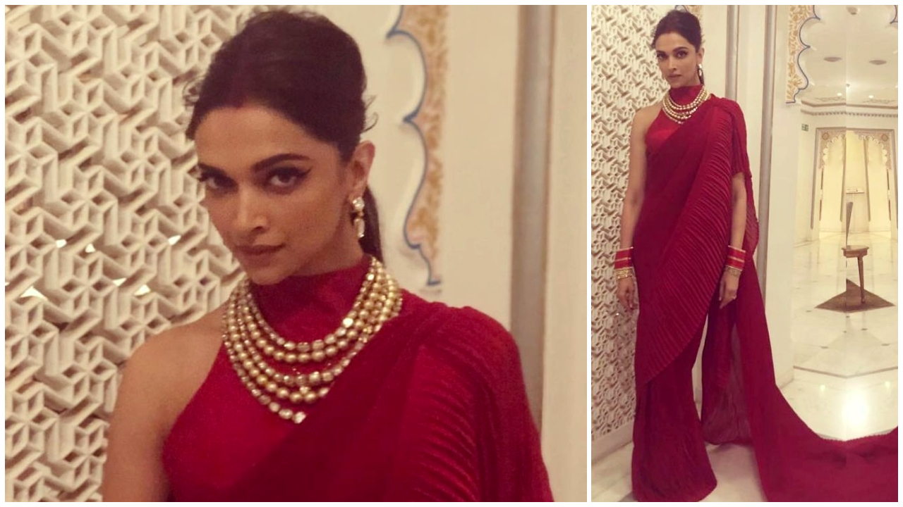 Deepika in a red saree