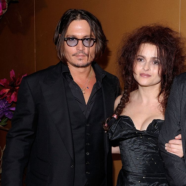 Johnny Depp with Alice in Wonderland co star Helena Bonham