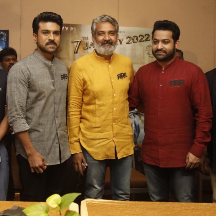 (Left to Right) Ram Charan, SS Rajamouli and NTR Jr.