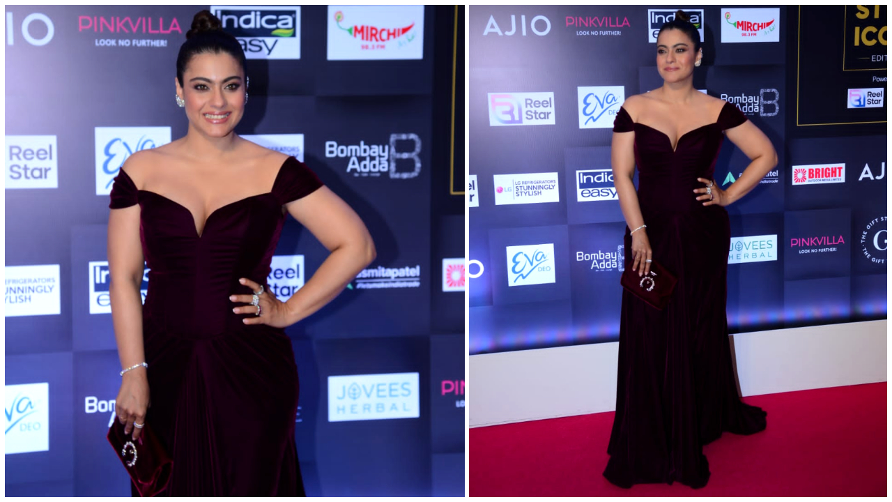 Kajol in a velvet gown