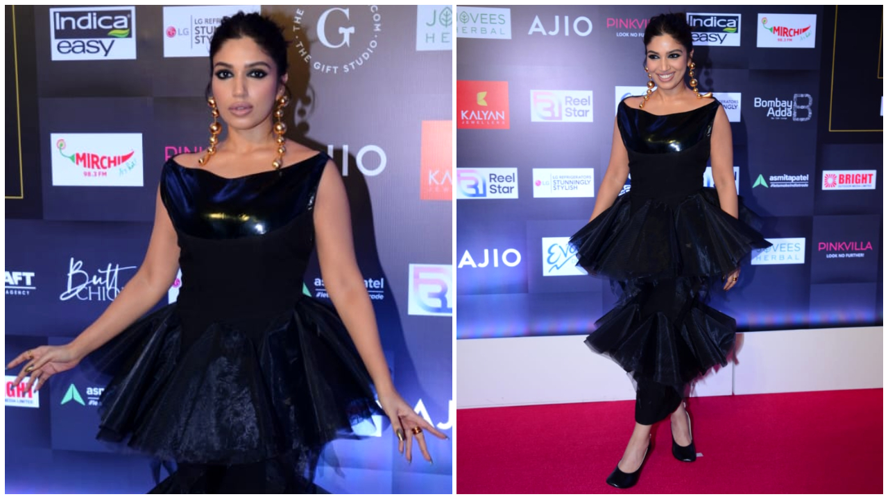 Bhumi in a black dress