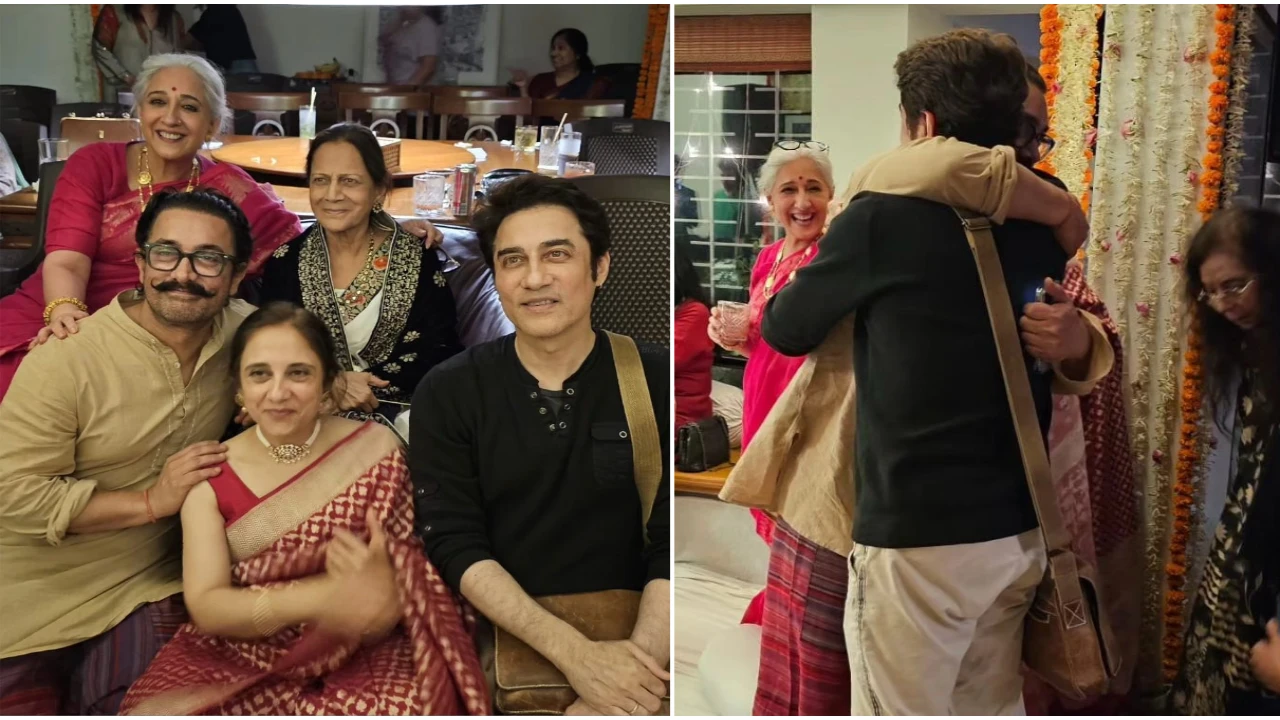 Aamir Khan hugs brother Faisal Khan; Poses with sisters Farhat, Nikhat ...