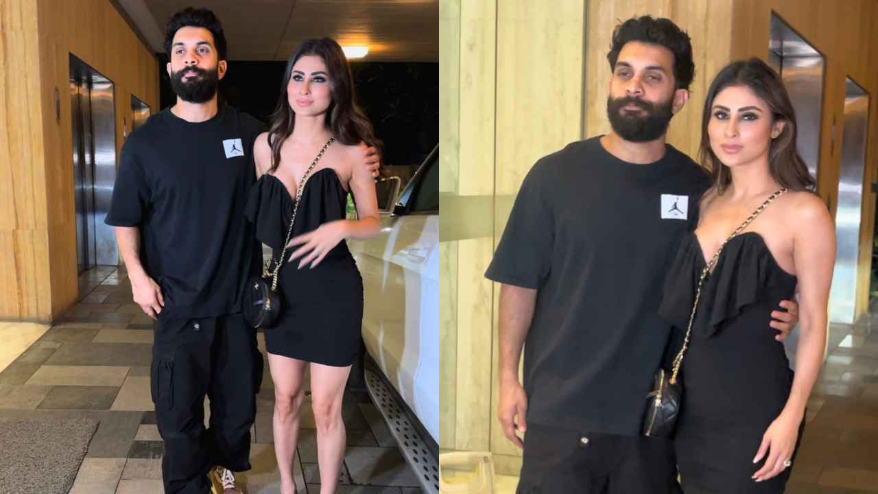 Mouni Roy pairs Chanel bag, Versace heels with fitted black strapless mini-dress; Find out their prices