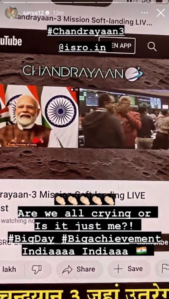 Shraddha Arya's post on Chandrayaan 3