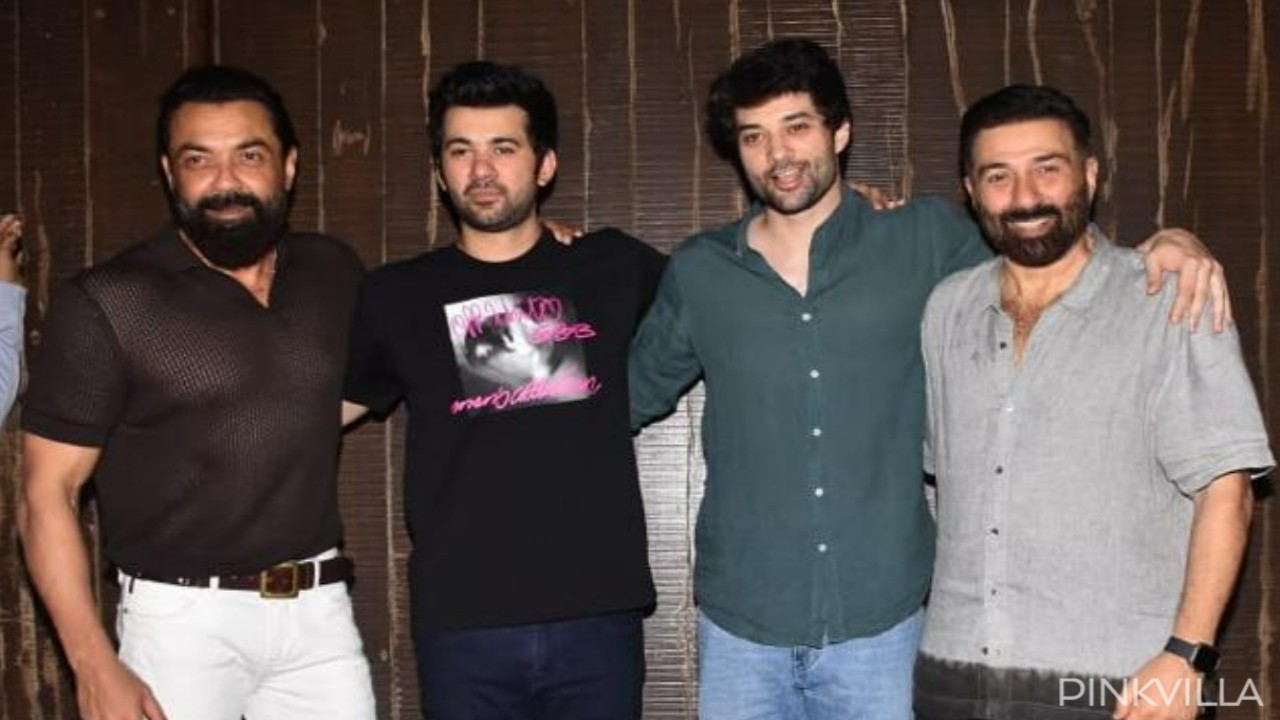 Gadar Actor Sunny Deol Poses With Brother Bobby Deol And Sons Karan Rajveer As They Attend An