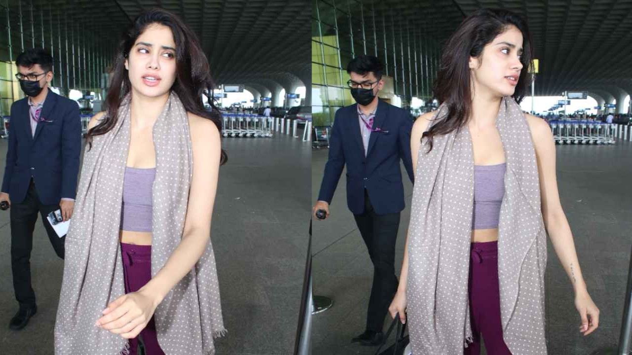 Airport Fashion: Janhvi Kapoor serves sass in dusty pink co-ord with an  overlay and Rs. 2,21,00 tote bag