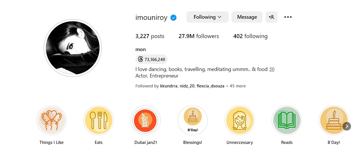 Mouni Roy's Instagram followers