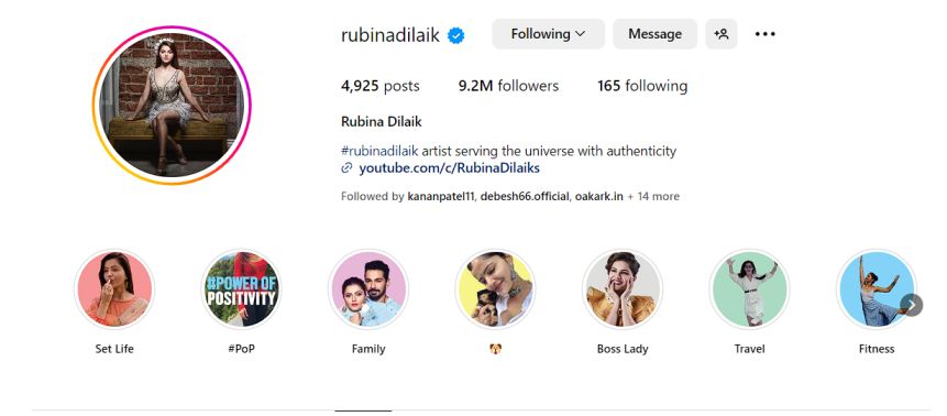 Rubina Dilaik's followers