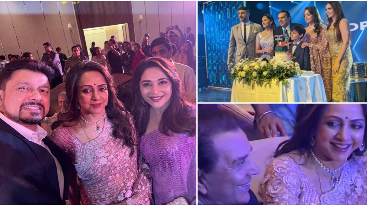 1280px x 720px - Hema Malini's 75th birthday bash: Dream Girl poses with Madhuri Dixit,  Dharmendra, Esha Deol | PINKVILLA