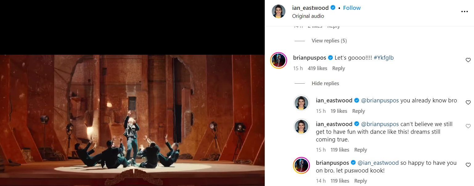 Brian Puspos comenta a postagem de Ian Eastwood: Instagram de Ian Eastwood