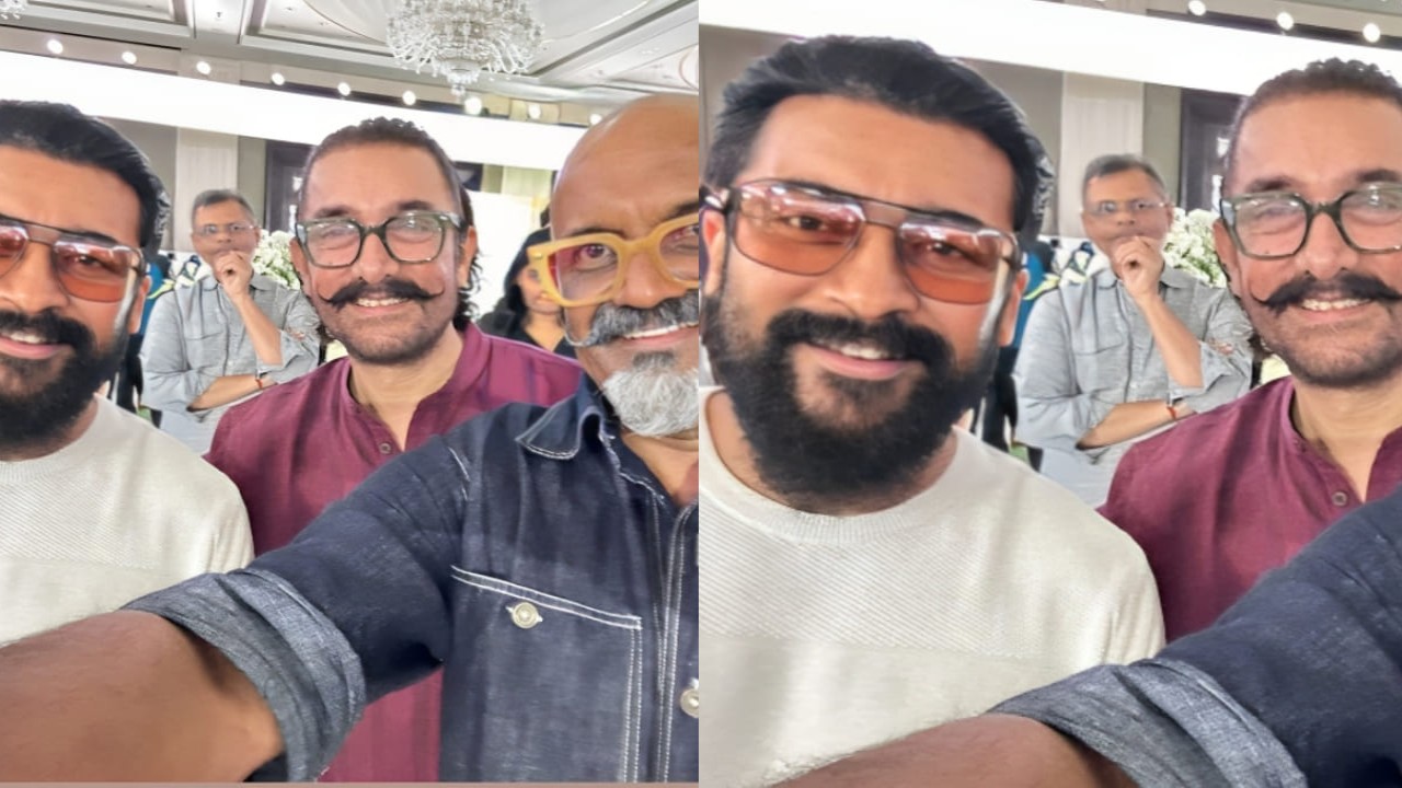 Ghajini twins: Suriya and Aamir Khan take a selfie at Kamal Haasan’s birthday bash