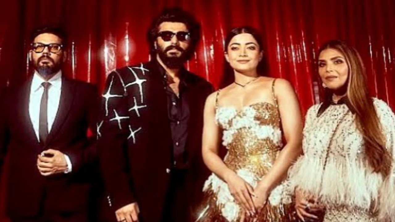 Arjun Kapoor, Rashmika Mandanna pose together for a stylish photo in Falguni and Shane Peacock