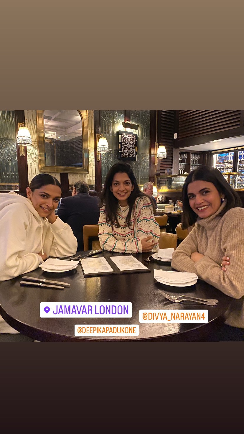 Deepika Padukone with her best friends at a London restaurant