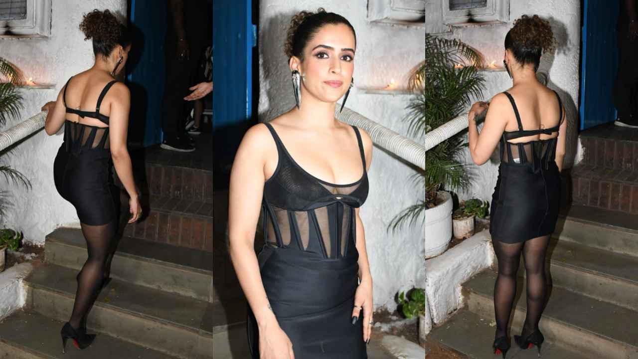 Sanya Malhotra wears Rs 1,09,454 sheer black mini dress and tops it with hottest going-out essential (PC: Viral Bhayani)