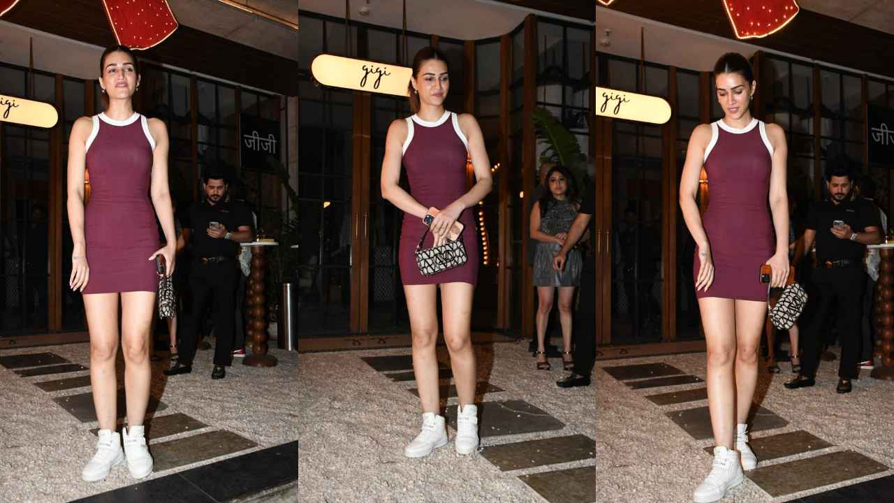 Kriti Sanon wears body-hugging silhouette and it makes for a perfect go-to dinner look  (PC: Viral Bhayani)
