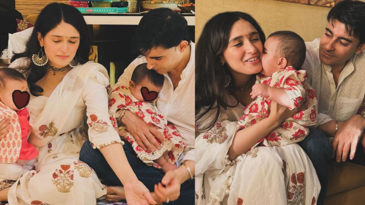 PICS: Pankhuri Awasthy and Gautam Rode’s twin babies dress up in ethnic for Annaprashan ceremony