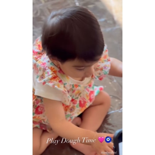 PICS: Bipasha Basu-Karan Singh Grover’s daughter Devi enjoys her evening playing with pink dough