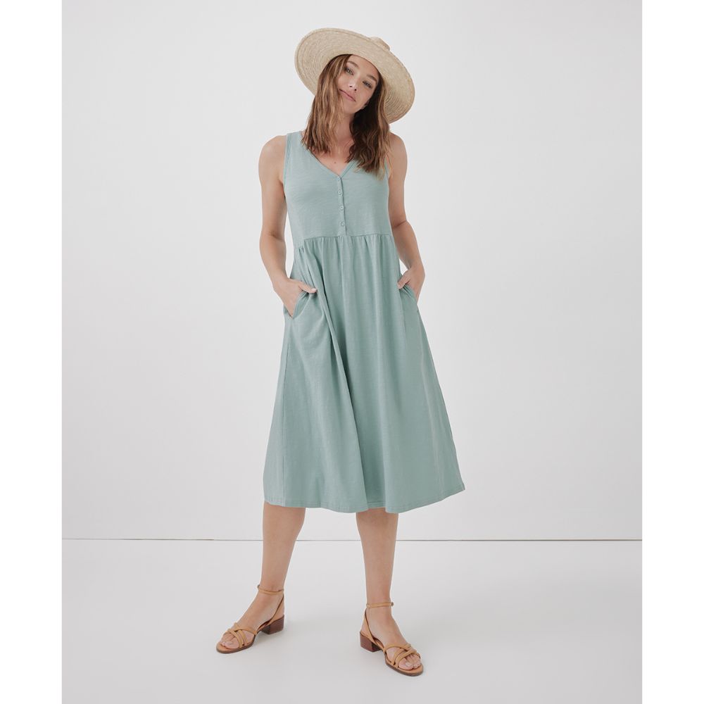 Pact Relaxed Slub Henley Tank Dress