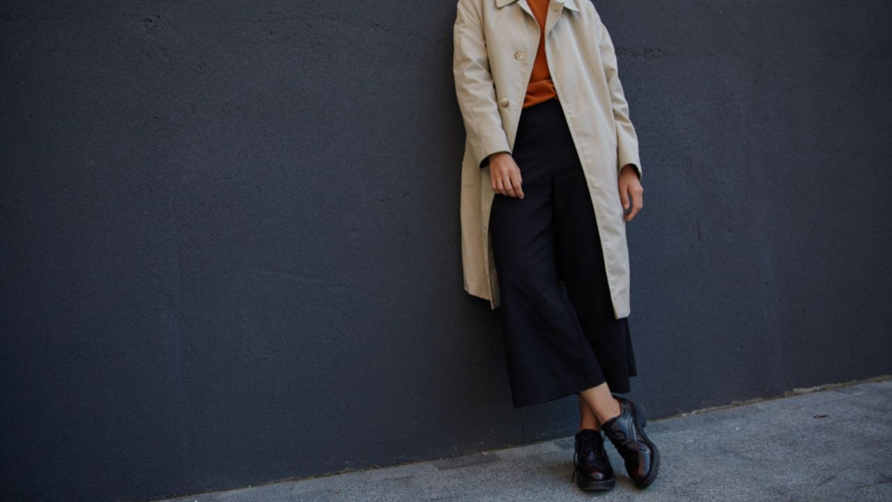 Black Culottes with Top And Longline Coat