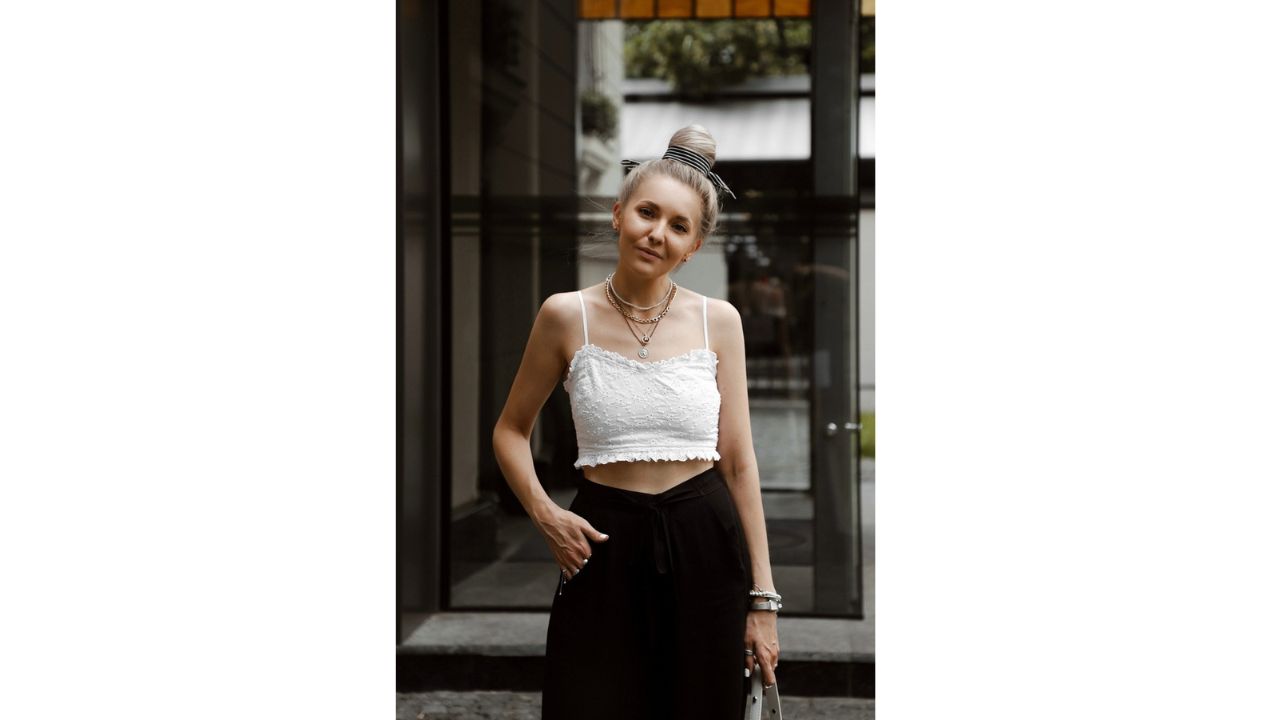 Black Culottes with Sleeveless White Lace Top