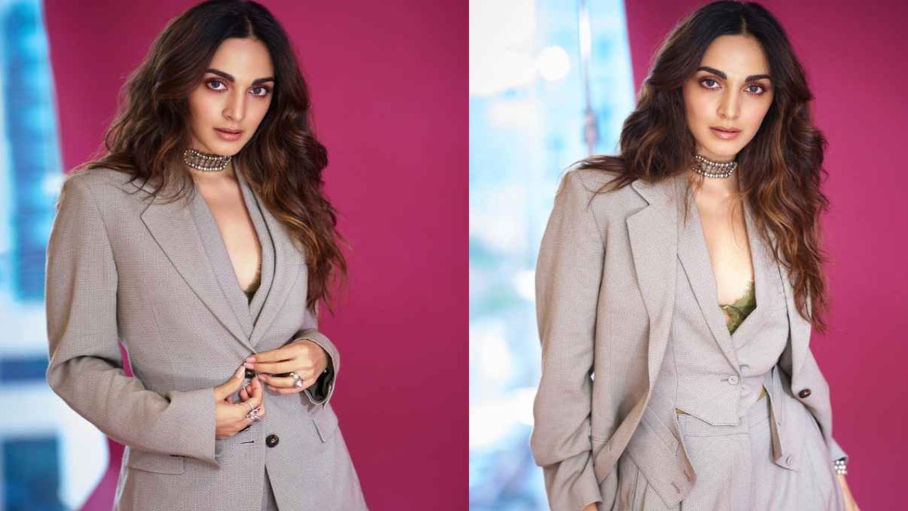 Kiara Advani Astounds With a Pastel Pantsuit, a Neon Yellow Bralette and  Sleek Hair!