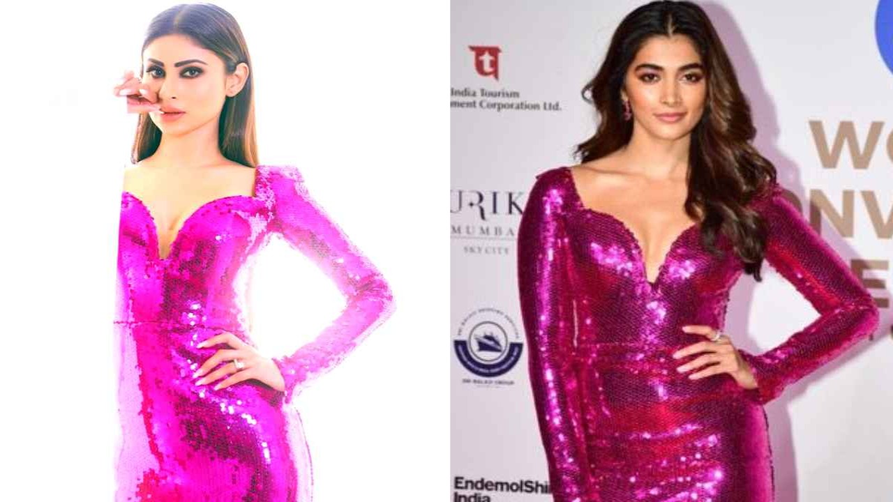 Mouni Roy, Pooja Hegde, Jad Ghandour, pink, gown, long gown, hot, style, fashion