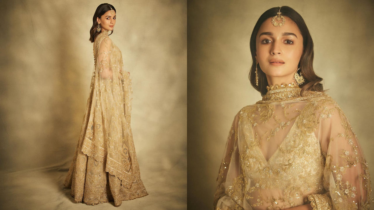 Alia Bhatt in gold lehenga 