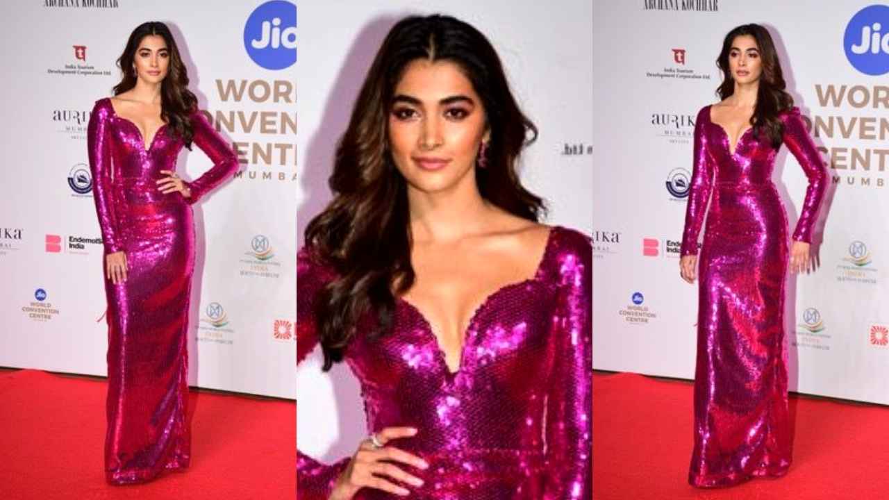 Mouni Roy vs Pooja Hegde Fashion Face-Off: Who wore pink Jad Ghandour sequinned gown better? (PC: Viral Bhayani and Mouni Roy Instagram)