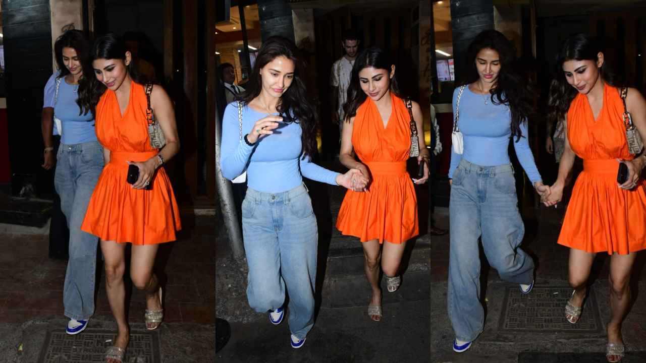 Mouni Roy’s super hot halter neck mini-dress is proof that orange indeed is the new black (PC: Viral Bhayani)