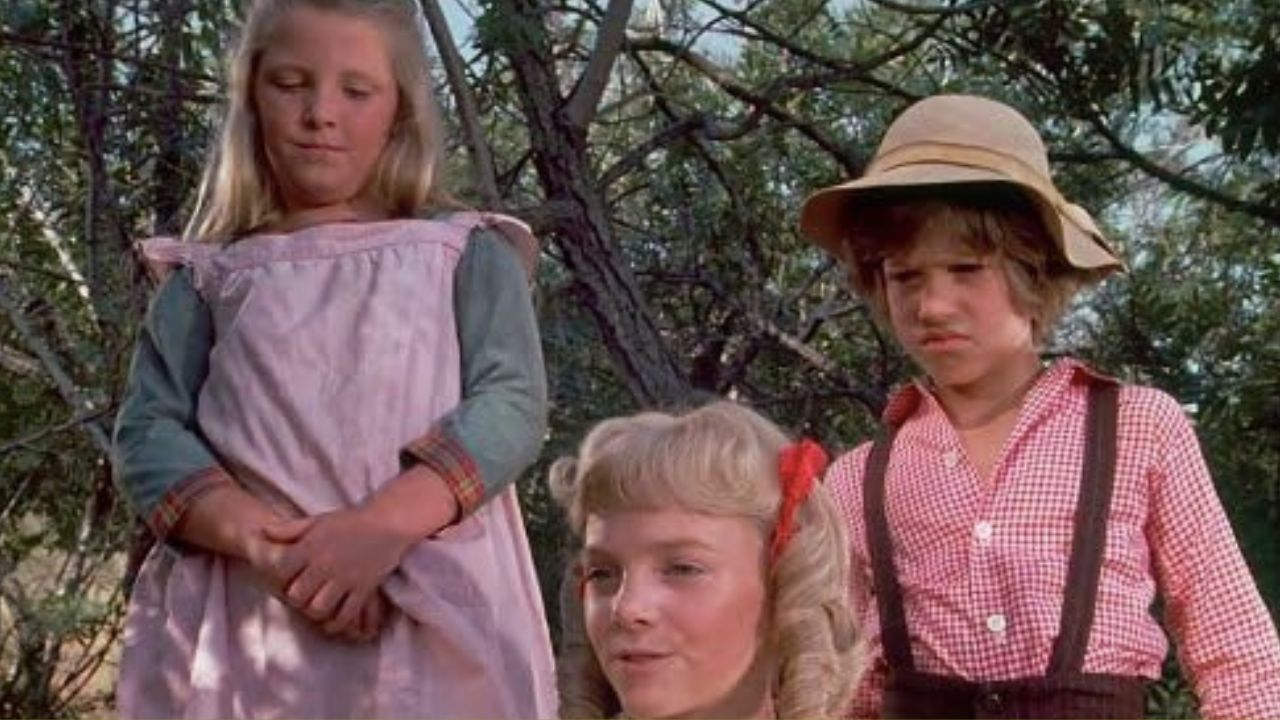 Alison Arngrim, Jonathan Gilbert, and Karen Nicoletti in Little House on the Prairie (1974)- Getty Images 