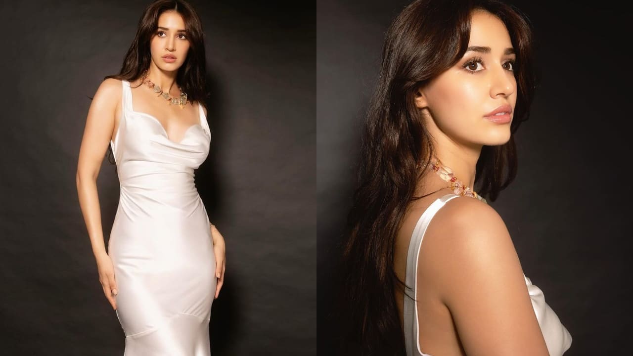 Disha Patani in satin white gown 