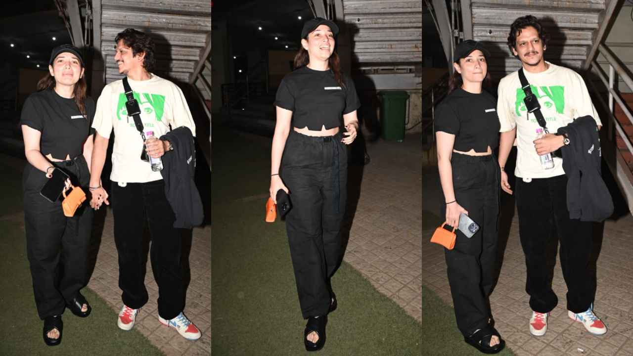 Tamannaah Bhatia serves Gen-Z aesthetic in casual outfit with micro mini bag on movie date night with Vijay Varma (PC: Viral Bhayani)