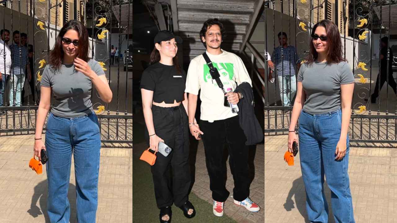 Tamannaah Bhatia serves Gen-Z aesthetic in casual outfit with micro mini bag on movie date night with Vijay Varma (PC: Viral Bhayani)