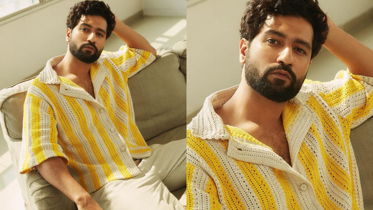 Vicky Kaushal in crochet shirt 