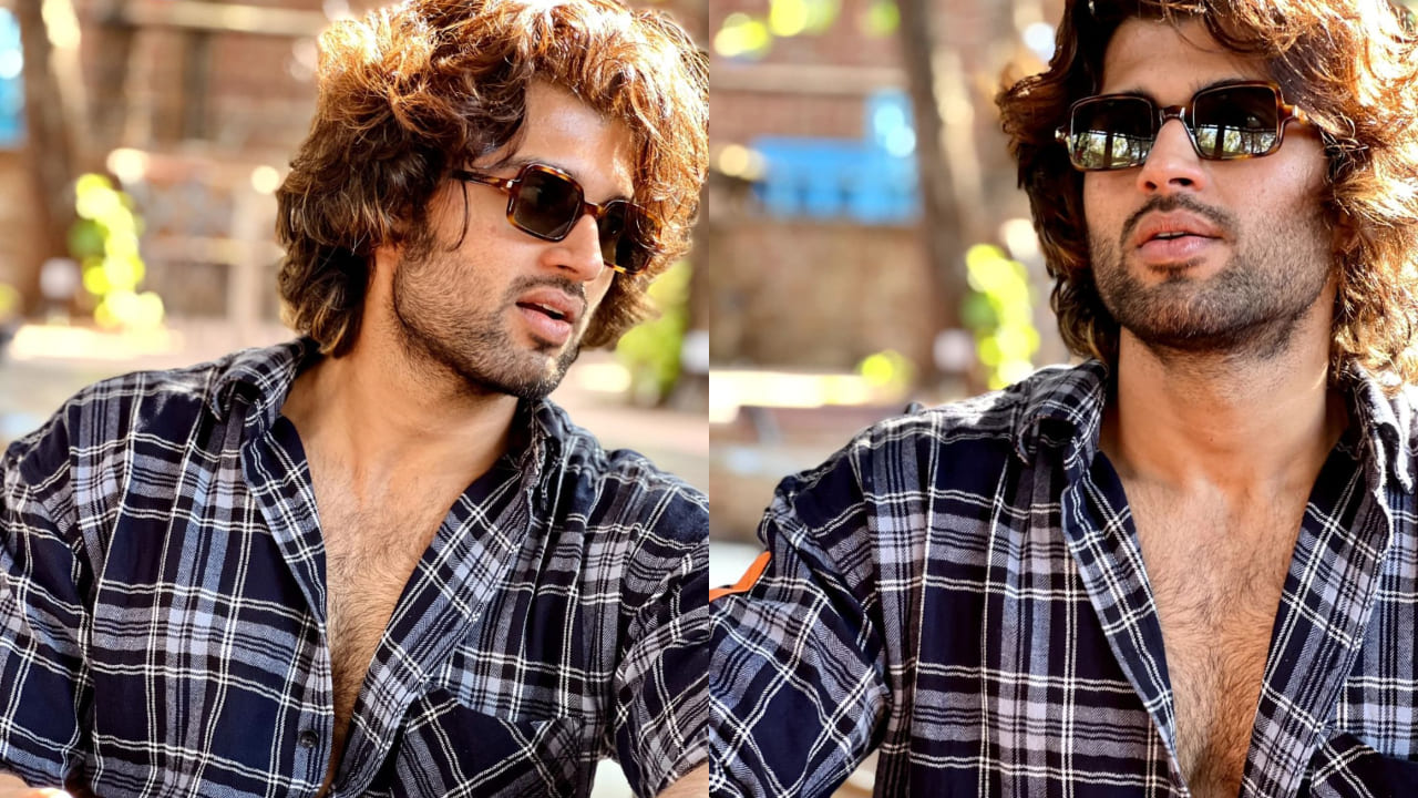 vijay deverakonda in plaid shirt 