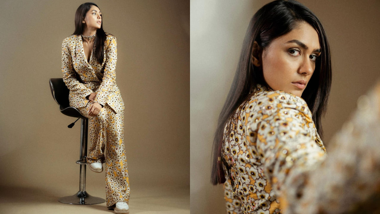 mrunal thakur floral pantsuit 